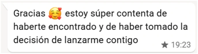 Mensaje de WhatsApp de una paciente del programa PLENA