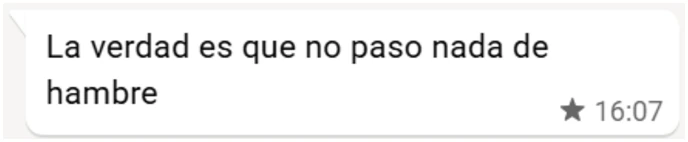 Mensaje de WhatsApp de una paciente del programa PLENA
