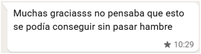 Mensaje de WhatsApp de una paciente del programa PLENA